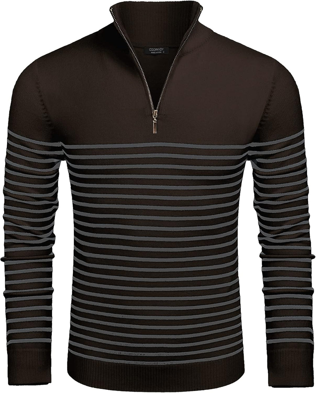 Men'S Quarter Zip up Sweaters Mock Neck Polo Sweater Slim Fit Pullover Sweater