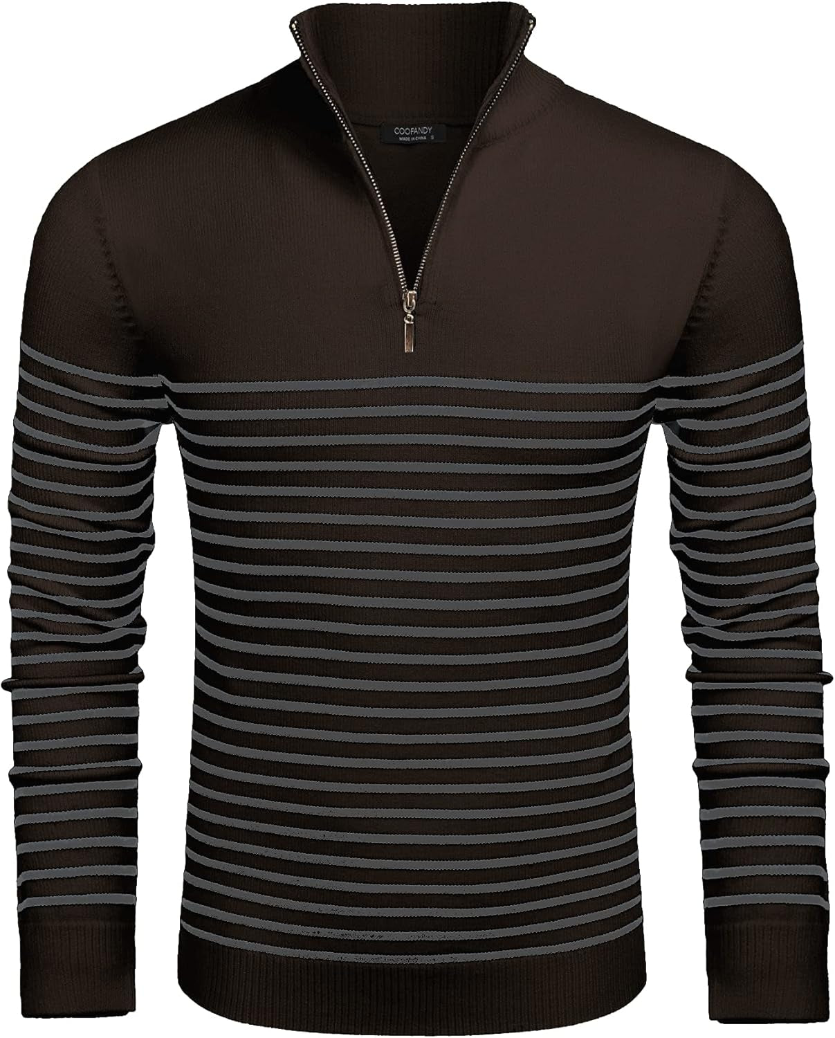 Men'S Quarter Zip up Sweaters Mock Neck Polo Sweater Slim Fit Pullover Sweater