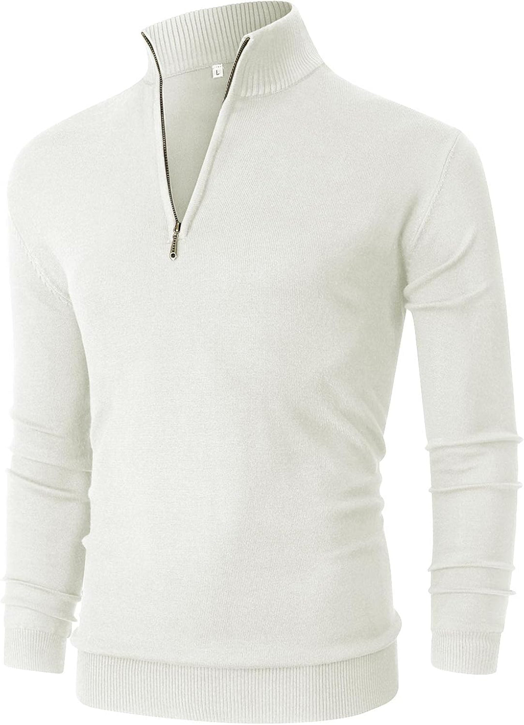 Mens Slim Fit Quarter Zip Mock Neck Polo Sweater Casual Long Sleeve Sweater and Turtleneck Pullover