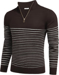 Men'S Quarter Zip up Sweaters Mock Neck Polo Sweater Slim Fit Pullover Sweater