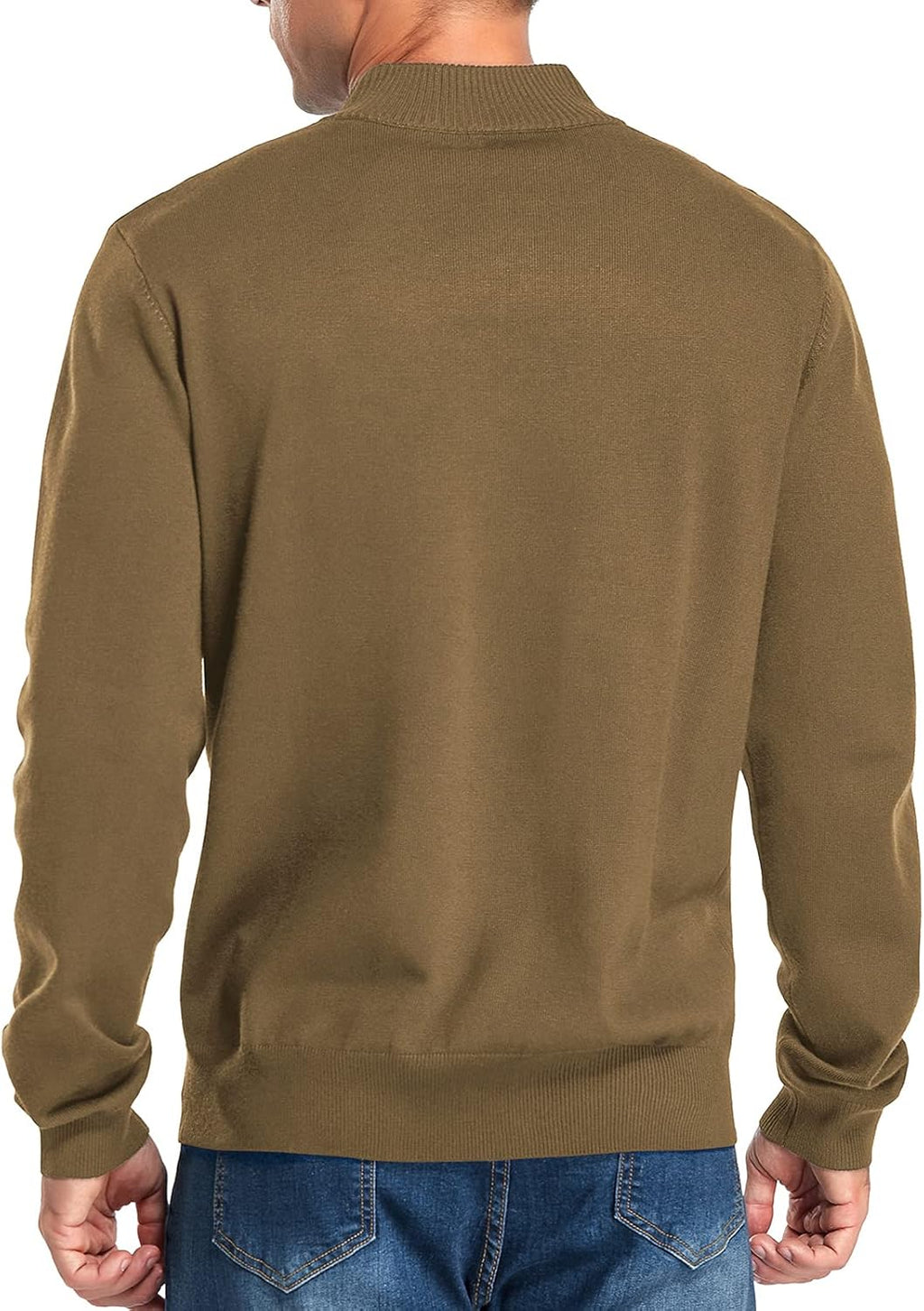 Mens Slim Fit Quarter Zip Mock Neck Polo Sweater Casual Long Sleeve Sweater and Turtleneck Pullover