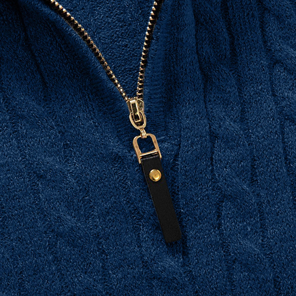 Sweaters for Men Cable Knit Crew Neck Top Long Sleeve Dressy Casual Fall and Winter Quarter Zip Pullover Sweater