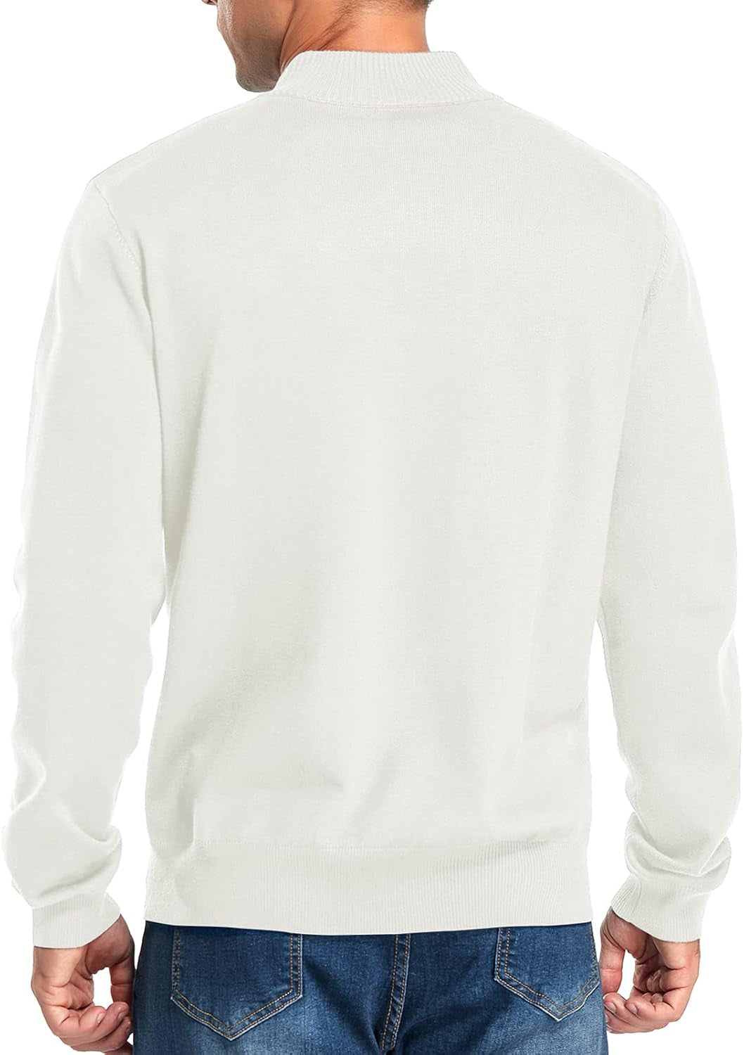 Mens Slim Fit Quarter Zip Mock Neck Polo Sweater Casual Long Sleeve Sweater and Turtleneck Pullover