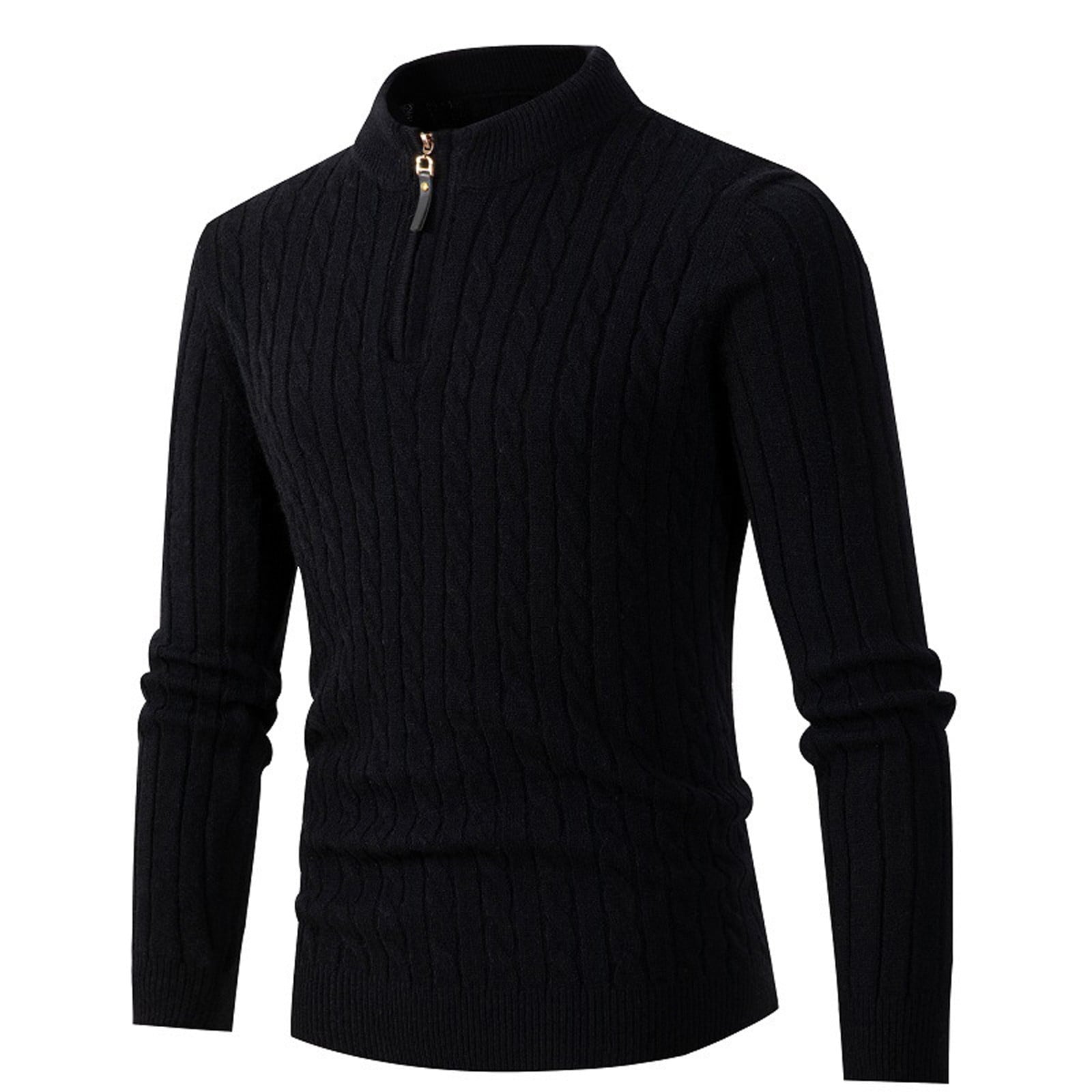 Sweaters for Men Cable Knit Crew Neck Top Long Sleeve Dressy Casual Fall and Winter Quarter Zip Pullover Sweater