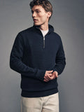 Mens Slim Fit Quarter Zip Mock Neck Polo Sweater Casual Long Sleeve Sweater and Turtleneck Pullover